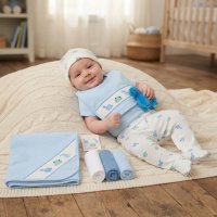 H14892: Baby Boys Dinosaur 10 Piece Mesh Bag Gift Set (NB- 6 Months)